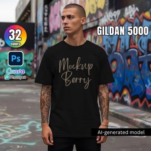 Gildan 5000  Male T-Shirt Mockup Bundle | 32 Colors | PSD Smart Object Layers | POD-Ready