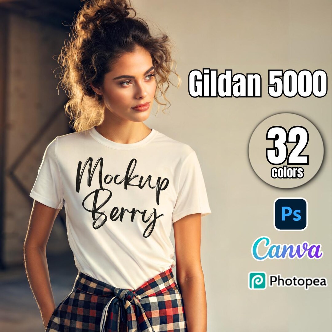 Gildan 5000 T-shirt Mockup Bundle – 32 Colors | PSD & JPG Smart Objects ...