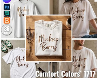 Comfort Colors 1717 Mockup Bundle | 5 Styles, 36 Colors (PSD, PNG)