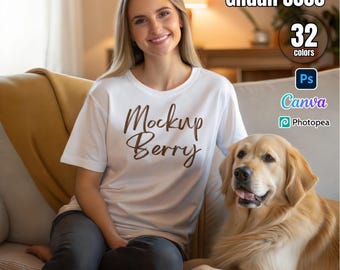 Gildan 5000 T-Shirt Mockup Bundle – 32 Colors | PSD & JPG Smart Objects for POD Designs