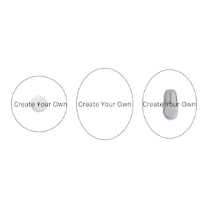 May include: Three white circles with the text "Create Your Own" in black. The centre circle has a white button with the text "Create Your Own" in black.