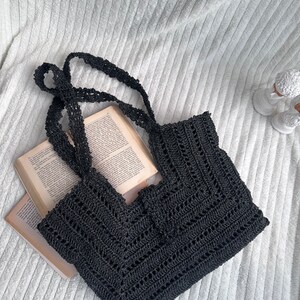 Borsa in corda di carta fatta a mano, borsa a tracolla ecologica, borsa leggera all'uncinetto, borsa in stile vintage, borsa estiva per donna, tote bag fatta a mano