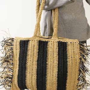 Borsa a rete in corda di carta fatta a mano, borsa estiva ecologica, borsa vintage all'uncinetto per donna, regalo unico per la festa della mamma, borsa a tracolla con manico superiore