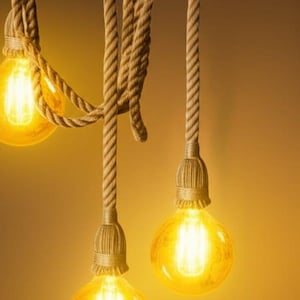 Handmade Rustic Rope Pendant Light: Customizable Farmhouse Decor