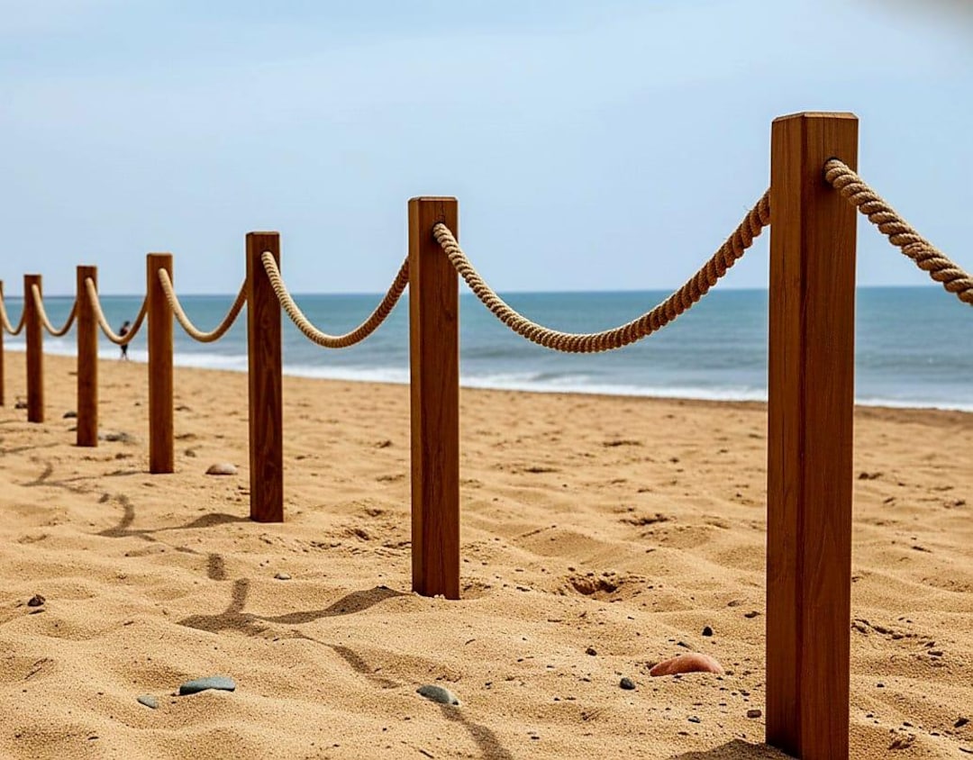 Garden Posts With Rope Wood Rope Fence Kit (4 Wood Posts), Choose Post Color, Coastal Garden ...