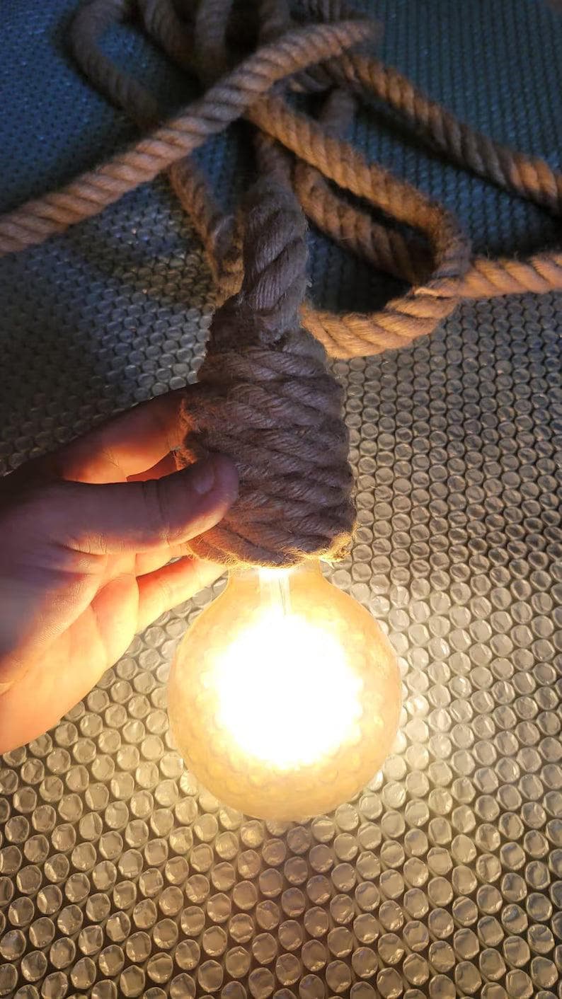 Bulb On Rope Design Rope Pendant Light, (1m-10m), Create a Rustic Cluster, Minimalist Hemp ...