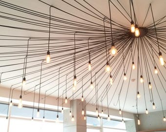 Lámpara de araña arquitectónica (6-40 luces), moderna lámpara colgante minimalista para cafeterías de alta gama.