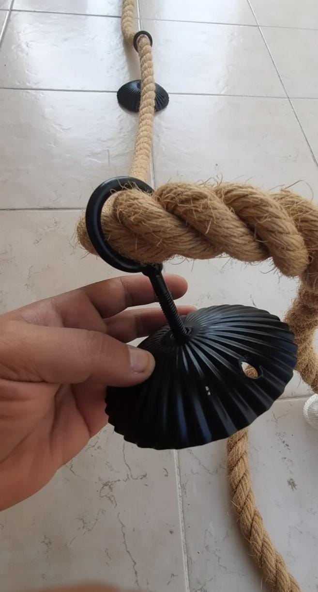 Natural Jute Rope Handrail Kit (5m Rope + 5 Brackets), Rustic Stair ...