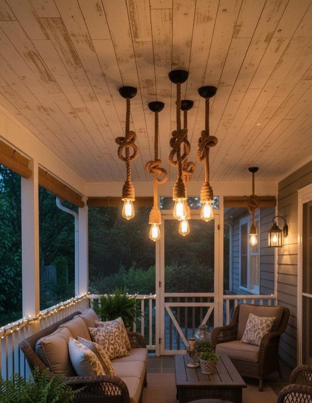 Eglo Rope Rope Pendant Light - UL & CE Certified - Handmade Rustic Hemp Rope ...