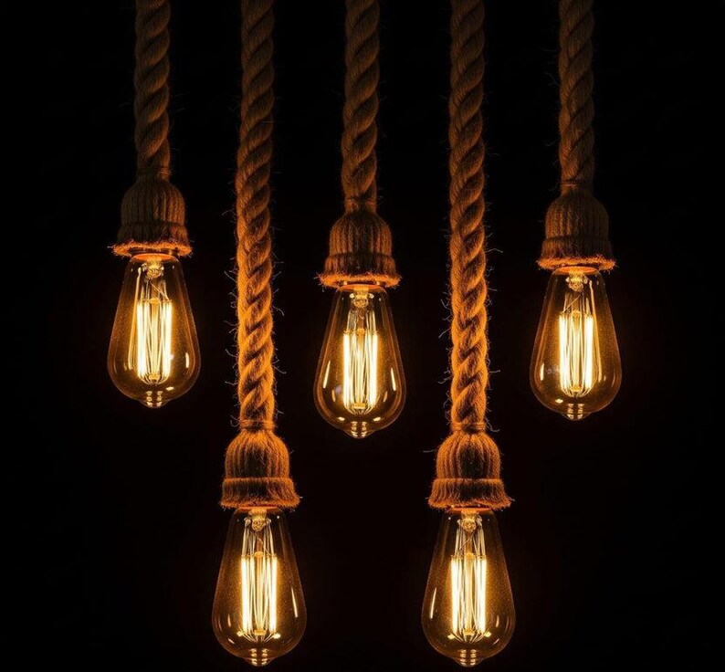 Rustic Rope Central Light Rustic Rope Pendant Light - UL & CE Certified - Handmade Rustic Hemp ...