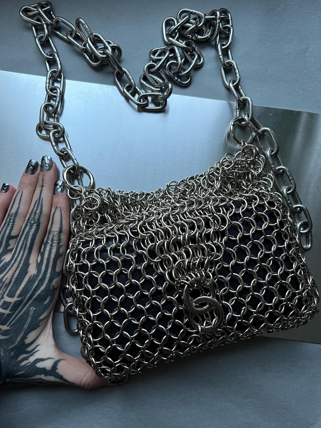 Chainmail Silver Steel Bag Purse With Chain Strap - Etsy