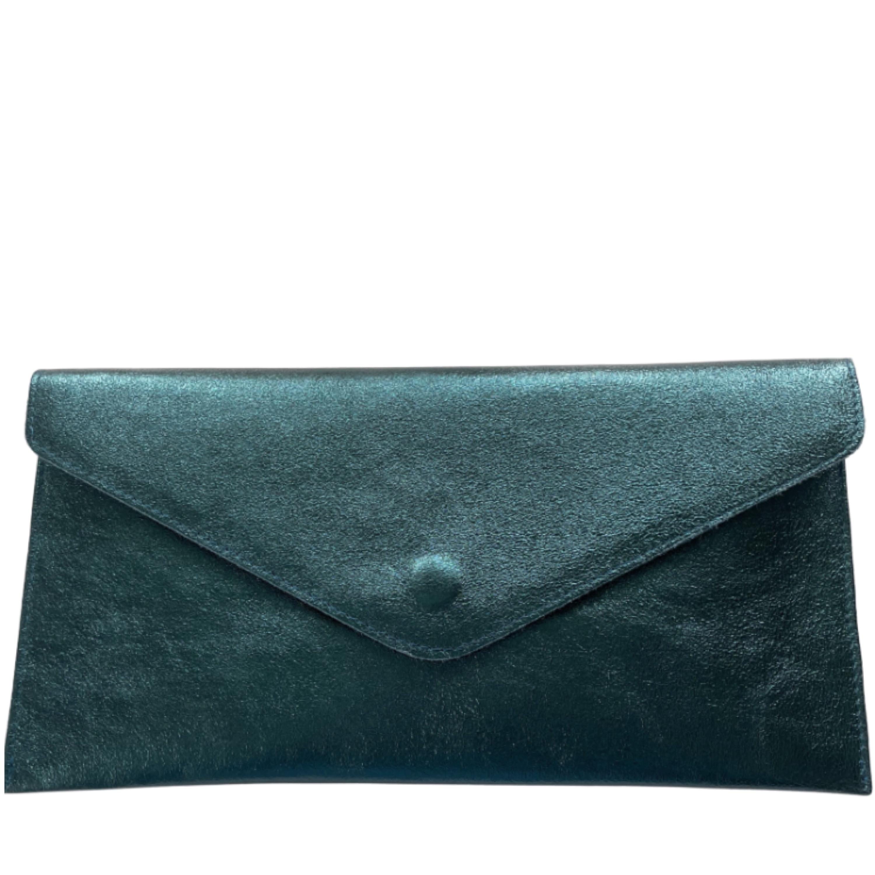 Green Clutch Dark Teal Clutch Bag Vulpecula Metallic Clutch Bag