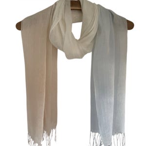 Leinenschal, Graduierende Schattierungen Blau Beige Leinenschal, Blauer Eco-Leinenschal, 100% Leinenschal, Leichter Leinenschal, Blauer Eco-Leinenschal