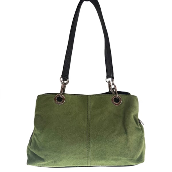 Lime Green Shoulder Suede Bag / Boho Bag / Lime Green  Bags / Hippie Festival Bags / Shoulder Bags / Green Suede Bag Made in Italy Bag