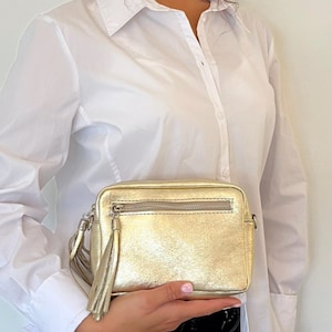 Gold Bag, Metallic Gold Leather Bag, Gold Leather Bags, Bags, Italian  Leather Bag, Genuine Leather Bag, Leather Bags, Made in Italy Leather