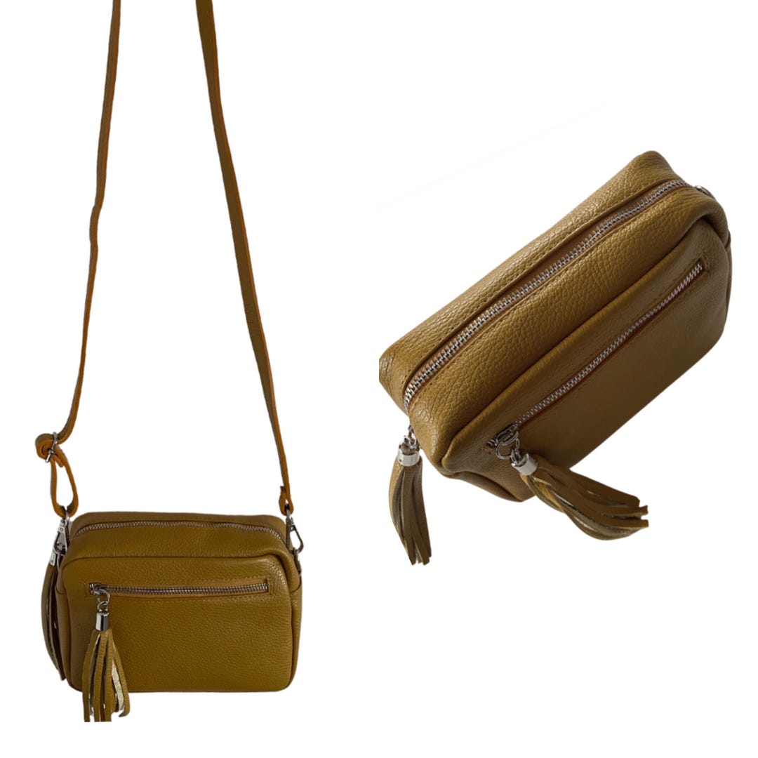 Mustard Crossbody Leather Bag Mustard Bags Genuine Leather Bags Small Genuine Leather Bag