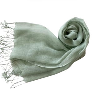 Eco Green Scarf, Mint Linen Scarf, Mint Green Linen Scarf, Linen Mint Green Scarf, 100% Linen Scarves, Lightweight Linen Scarf, Green Scarf