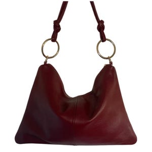 Rote Tasche, weinrote Ledertasche, rote Schultertasche, echte Ledertaschen, Halbmond-Stil rote Ledertaschen, rote italienische Ledertasche