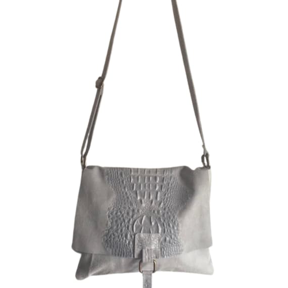 Grey Suede Bag, Boho Bag, Grey Bags, Hippie Festival Bags, Crossbody Bags,  Grey Suede Bag Made in Italy Bag, Grey Crossbody Bag, Grey Bags