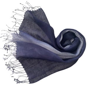 Öko-Leinenschal, Abschluss Shades of Blues-Leinenschal, blauer Öko-Leinenschal, 100% Leinenschal, leichter Leinenschal, blauer Schal