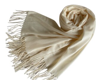 Cream Scarf  / Cream Pashmina /  Cream Wool Scarf / Wool Blend Scarf /Cream Pashminas / Cream Wedding Pashmina / Cream Shawls / Cream Scarf