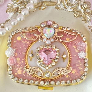 pilulier fantaisie printanière, boîte à bijoux princesse, étui compact magique pour filles