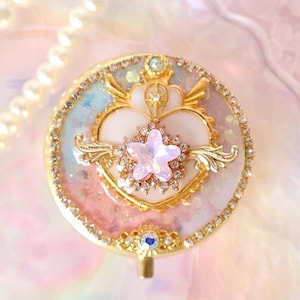 Pilulier magique pour fille, étui compact au design princesse en forme de cœur étoilé, boîte à bijoux fantaisie, cadeau fait main pour elle