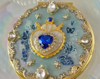 Magical girl Trancsformation Compactmirror dreamy handmirror magic mirror fantasy Blue beautiful butterfly