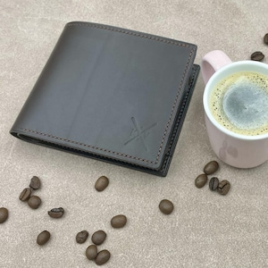 Cartera plegable de cuero cosida a mano para hombre / Cartera de hombre de lujo / Regalo hecho a mano para él