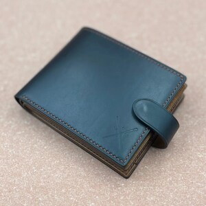 Cartera plegable de cuero cosida a mano para hombre / Cartera de hombre de lujo / Regalo hecho a mano para él