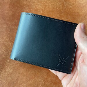 Cartera plegable de cuero cosida a mano para hombre / Cartera de hombre de lujo / Regalo hecho a mano para él