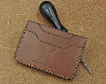Tarjetero de cuero cosido a mano / Cartera de hombre de lujo / Regalo hecho a mano