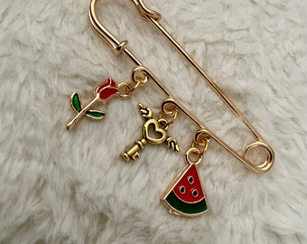 Palestine Brooch with Symbolising charms