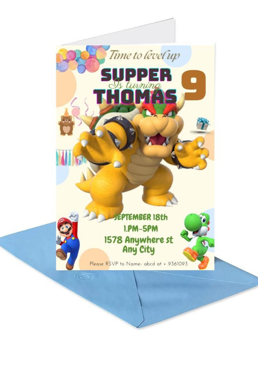 SUPER MARIO Birthday Card Donkey - Il 1080xN.5859138842 J53s 