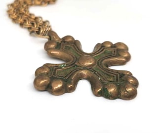 Kalevala Koru vtg Necklace bronze croos pendant Finnish Nordic design Finland