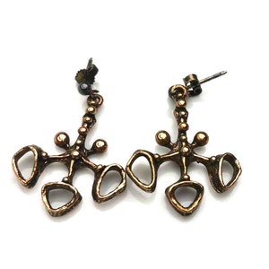 Studio Else & Paul earrings vtg drop dangle Norway Norwegian Scandinavian bronze jewelry