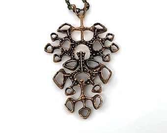 Colgante vintage de Studio Else & Paul, collar, cadena, Noruega, escandinavo, bronce, joyería nórdica, años 60-70