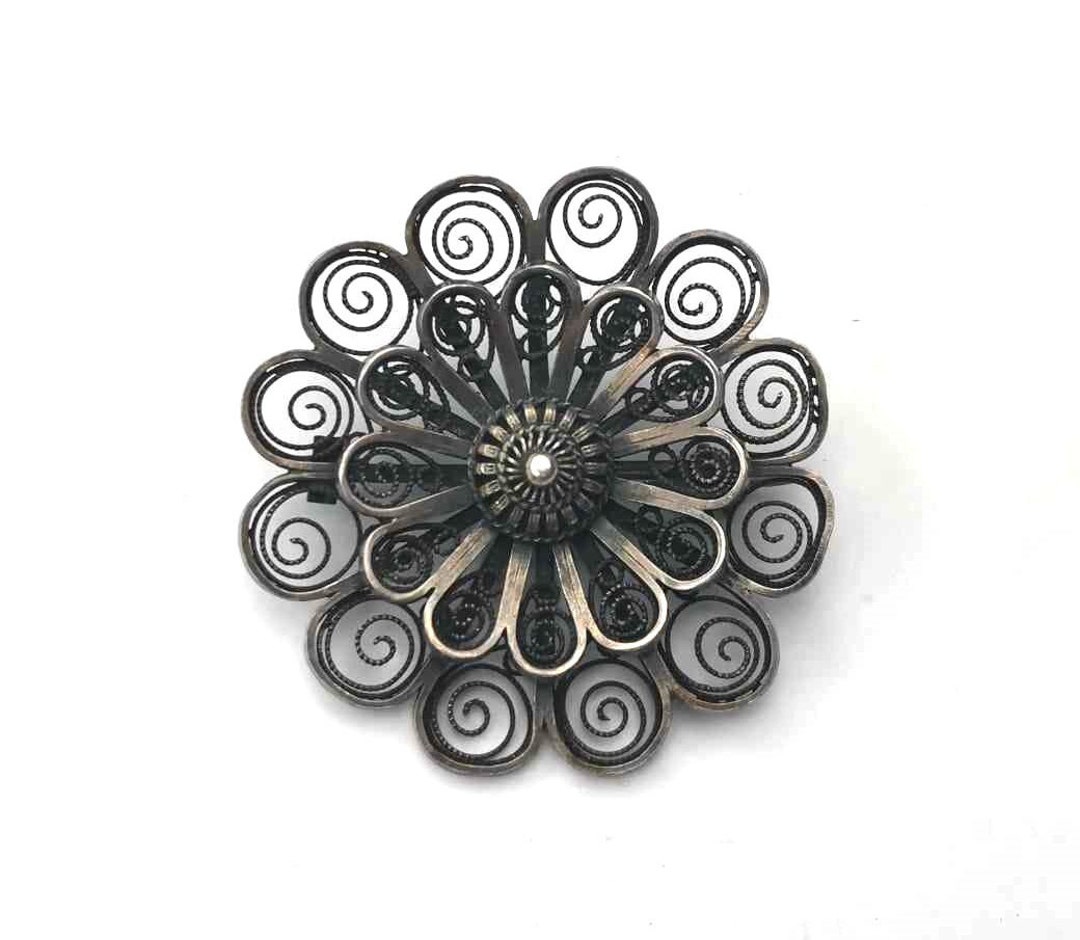 Broche Vintage Albert Scharning - Argent 830s - Émail - Norvège - Pièce Rare Et Authentique