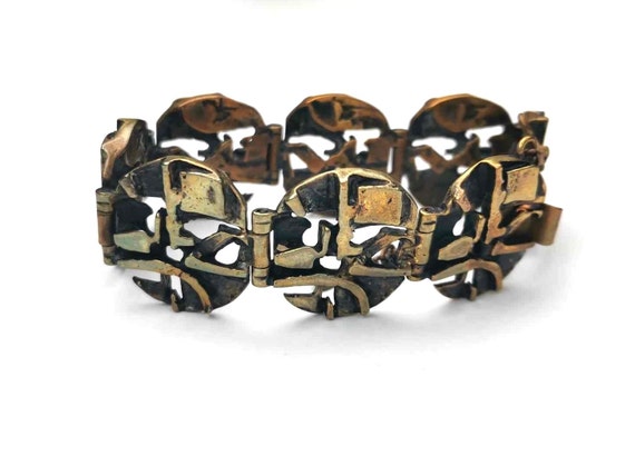 Jorma Laine bracelet vtg Bronze Finland design Finnish Nordic jewelry chain