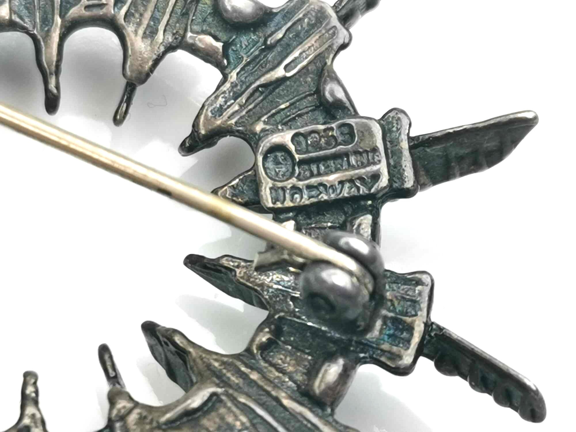 Pendentif Broche En Argent Sterling Vintage Else & Paul - Norvège, Style Scandinave