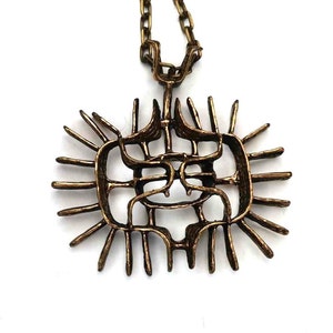 Studio Else & Paul necklace pendant vtg chain Norway Norwegian Scandinavian bronze jewelry Nordic