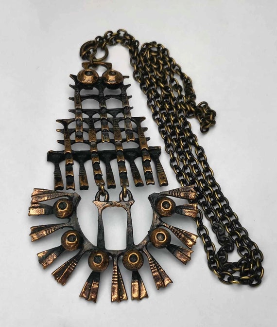 Pentti Sarpaneva necklace vtg bronze owl pendant … - image 4