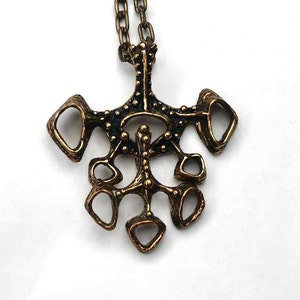 Studio Else & Paul pendant vtg necklace chain Norway Norwegian Scandinavian bronze jewelry Nordic