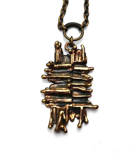 Pentti Sarpaneva necklace vtg bronze pendant Finl… - image 1