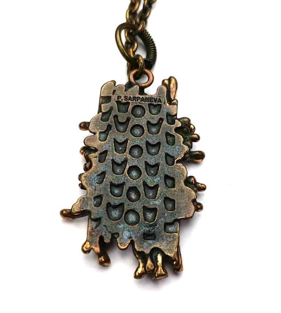 Pentti Sarpaneva necklace vtg bronze pendant Finl… - image 2