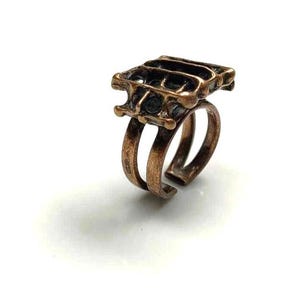 Studio Else & Paul Ring Vintage Bronze Scandinavian Jewelry Norway Nordic Design Modernist Statement Ring