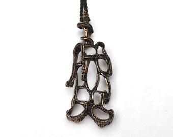 Knut Paulsen colgante vtg collar Noruega bronce diseño escandinavo cadena de diseño noruego