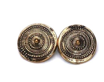 Jorma Laine earrings vtg Bronze  Finland Scandinavian Finnish Nordic design jewelry 70s stud
