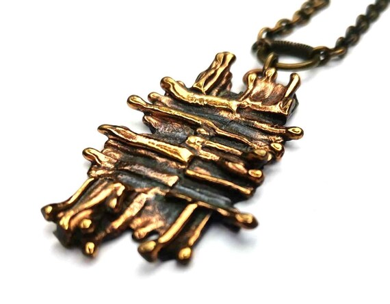 Pentti Sarpaneva necklace vtg bronze pendant Finl… - image 3