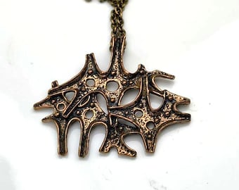 Collar con colgante vintage de Studio Else & Paul, cadena noruega, joyería escandinava de bronce, estilo nórdico, años 70